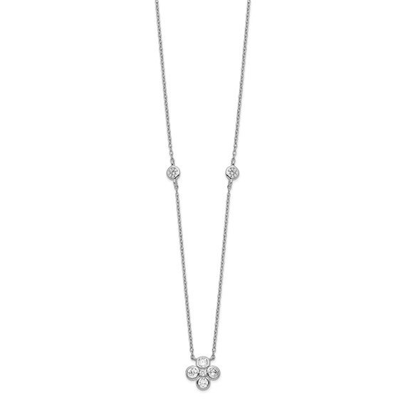 Sterling Silver CZ Flower Necklace