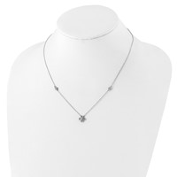 Sterling Silver Rhodium-plated Polished CZ Flower Necklace with 2 Inch Extension, 18" view 4