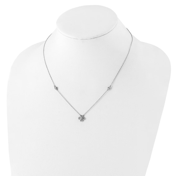 Sterling Silver CZ Flower Necklace