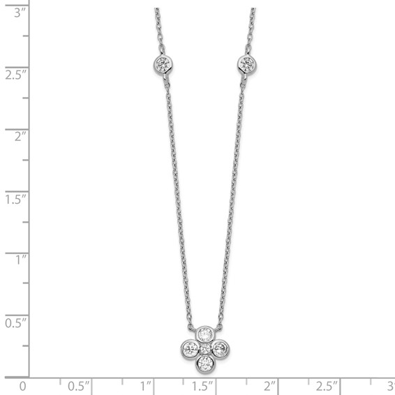 Sterling Silver CZ Flower Necklace