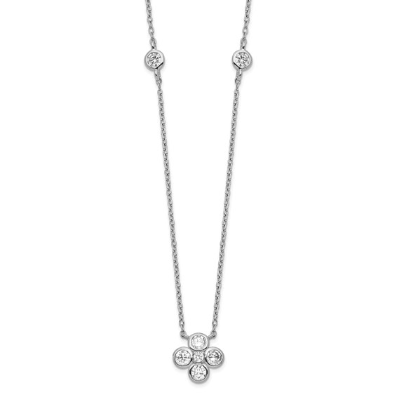 Sterling Silver CZ Flower Necklace