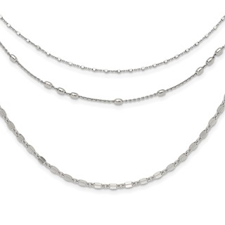 Sterling Silver Rhodium-plated Beaded Layered with 2in .ext Necklace