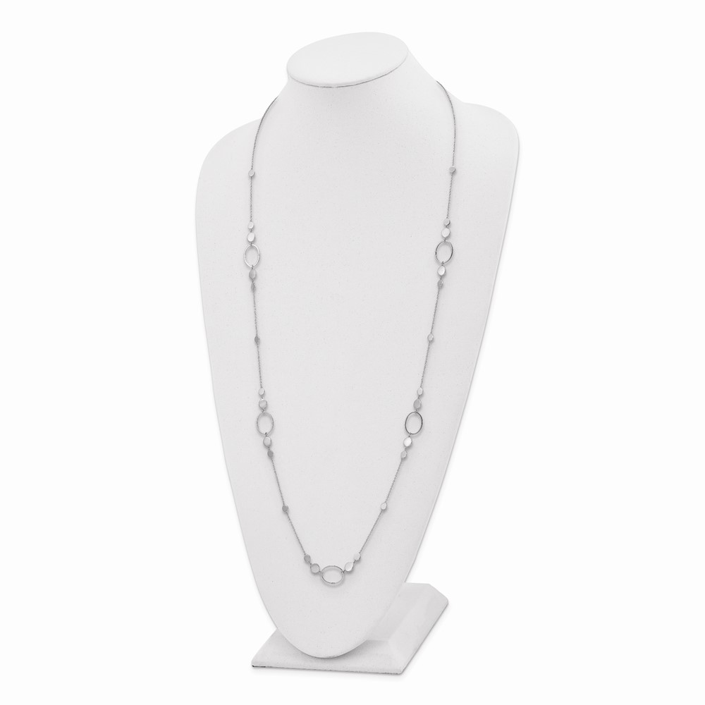Sterling Silver Rhodium-plated Polished Ovals and Discs Necklace (QG5328-36)