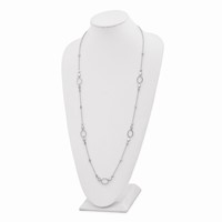 Sterling Silver Rhodium-plated Polished Ovals and Discs 36 Inch Necklace view 2