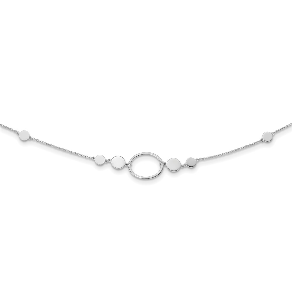 Sterling Silver Rhodium-plated Polished Ovals and Discs Necklace (QG5328-36)
