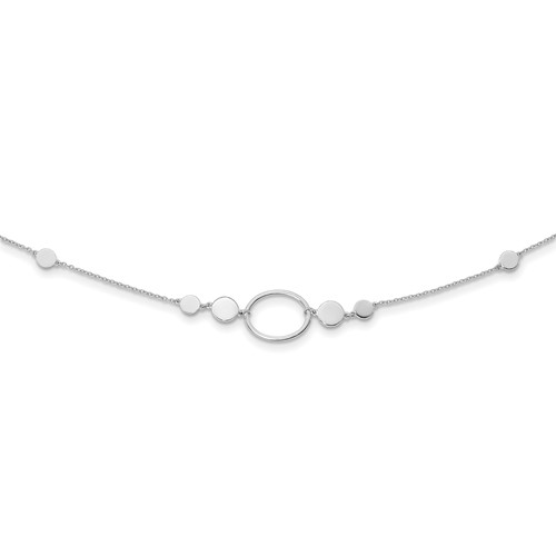 Sterling Silver Rhodium-plated Polished Ovals and Discs Necklace, 36"