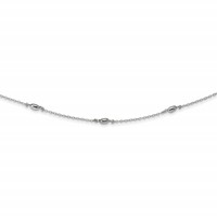 Sterling Silver Rhodium-plated Diamond-cut Oval Beads Necklace with 3 Inch Extension Choker, 12" view 1