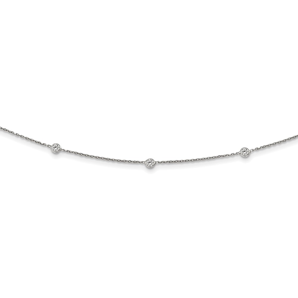 Sterling Silver Rhodium-plated CZ w/ 3in ext. Choker (QG5339-12)
