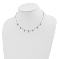 Sterling Silver Rhodium-plated CZ Dangles Necklace with 4 Inch Extension Choker, 12" view 2