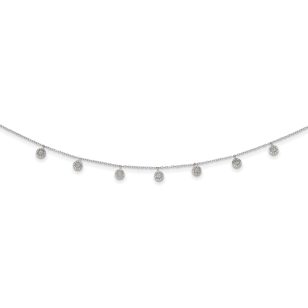 Sterling Silver Rhodium-plated CZ w/ 4in ext. Choker (QG5340-12)