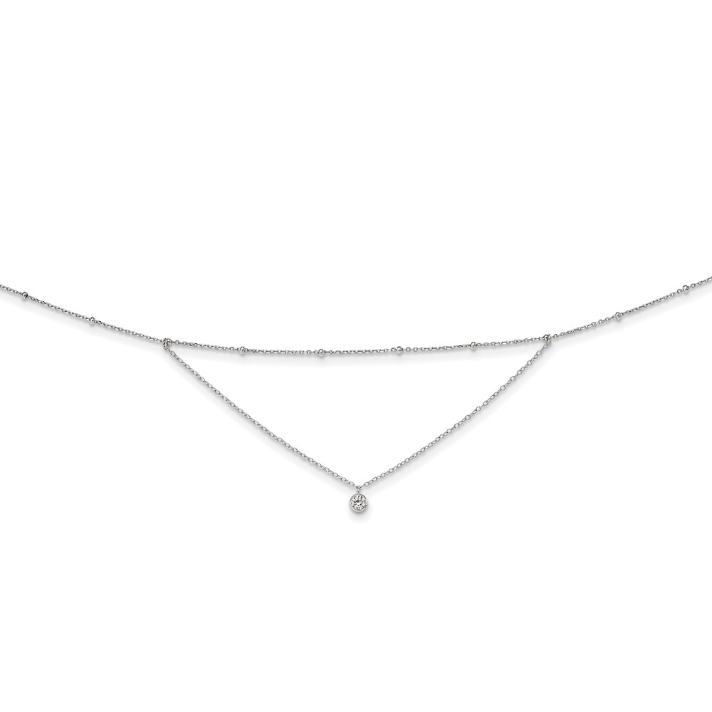 Sterling Silver Rhodium-plated CZ Beaded w/ 4in ext. Choker (QG5341-12)
