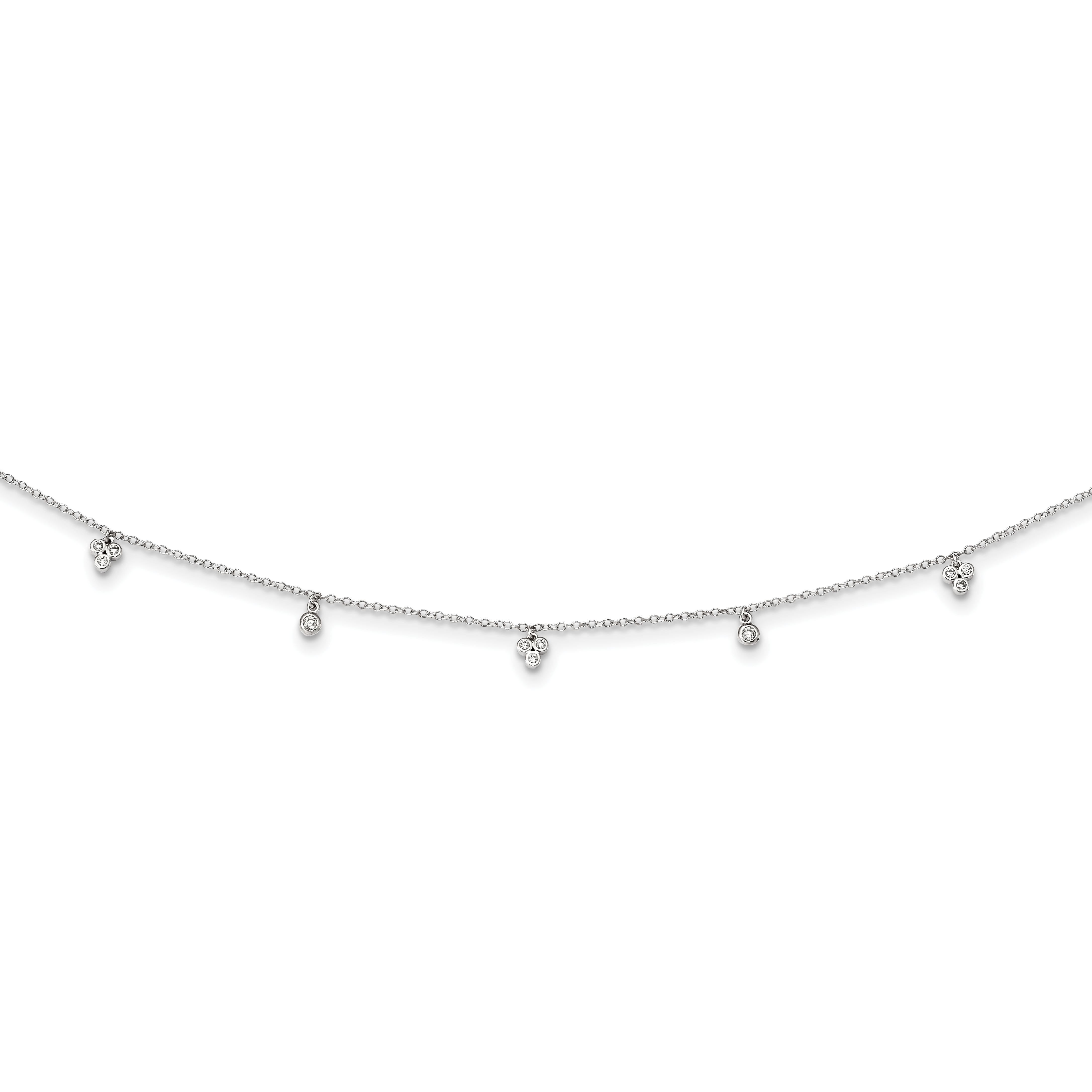 Sterling Silver Rhodium-plated CZ 12.5in w/2in ext Choker Necklace (QG5342-12.5)