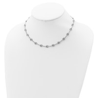 Sterling Silver Rhodium-plated CZ Circle Bar Link Necklace with Ext, 2" view 3