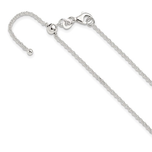Sterling Silver Polished 1.85mm Rolo Chain Adjustable Up to Necklace, 24"