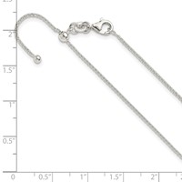 Sterling Silver Polished 1.5mm Round Box Chain Adjustable Up to Necklace, 24" view 5