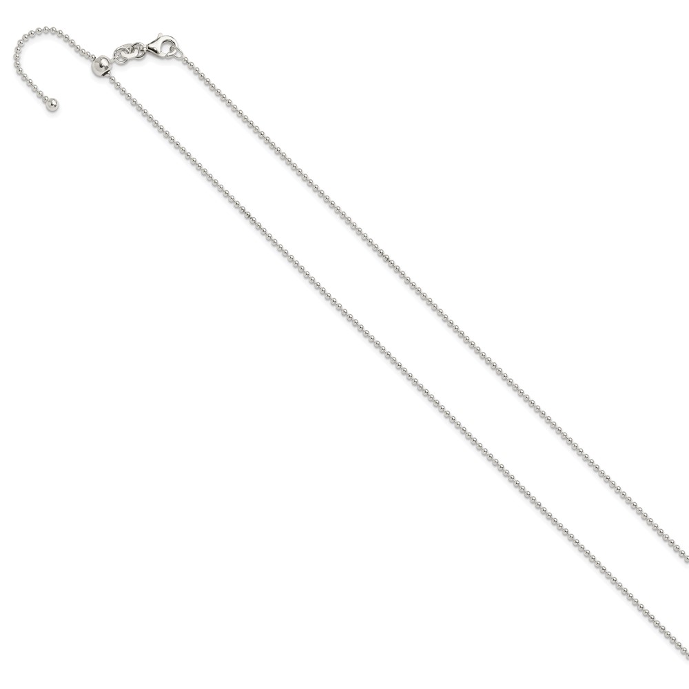 Sterling Silver Polished Beaded Adjustable Necklace (QG5349-24)