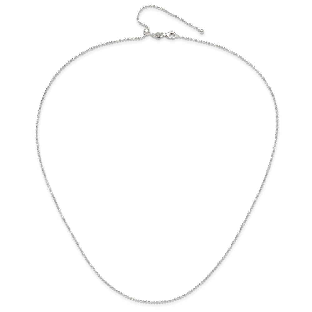 Sterling Silver Polished Beaded Adjustable Necklace (QG5349-24)
