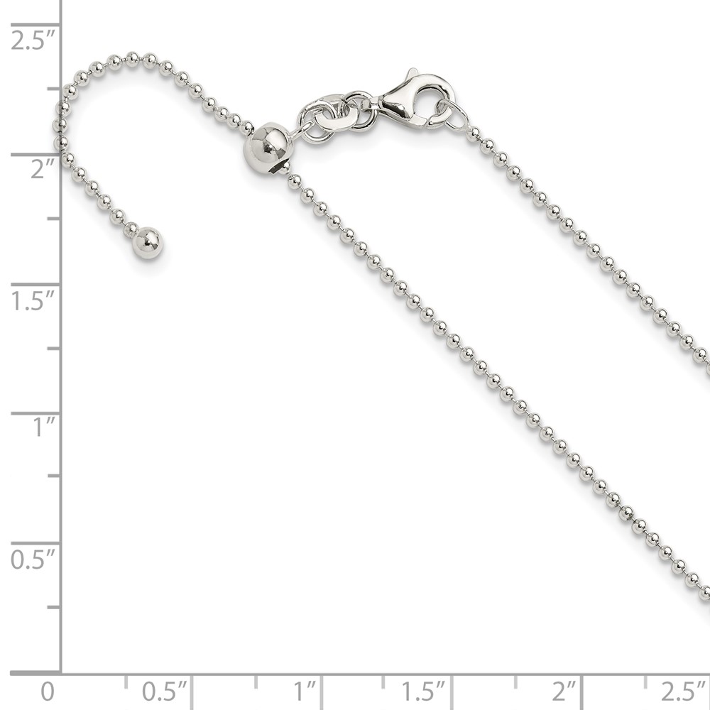Sterling Silver Polished Beaded Adjustable Necklace (QG5349-24)