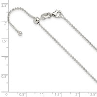Sterling Silver Polished 1.50mm Beaded Chain Adjustable Up to Necklace, 24" view 5