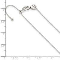 Sterling Silver Polished 1.00mm Beaded Chain Adjustable Up to Necklace, 24" view 5
