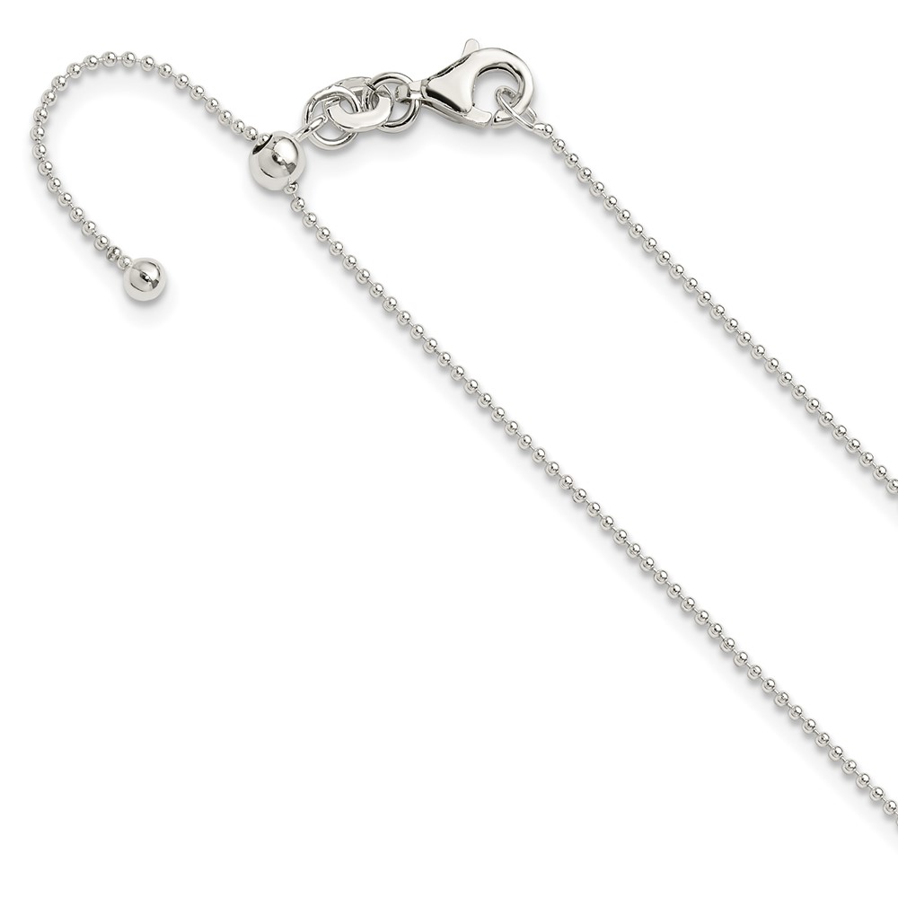 Sterling Silver Polished Beaded Adjustable Necklace (QG5350-20)