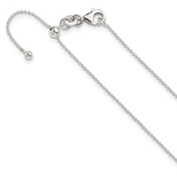 Sterling Silver Polished 1.00mm Beaded Chain Adjustable Up to Necklace, 24" view 1