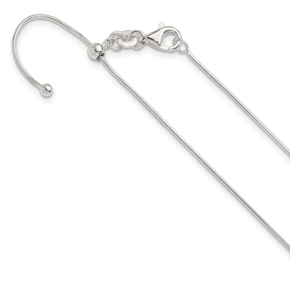 Sterling Silver Polished .95mm Snake Adjustable Necklace