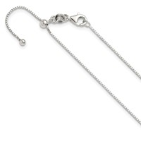 Sterling Silver Polished.90mm Box Chain Adjustable Up to Necklace, 24" view 1