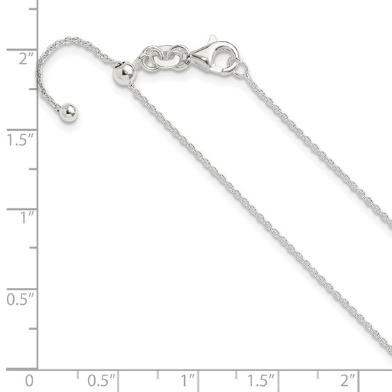 Sterling Silver Polished 1.15mm Cable Adjustable Necklace