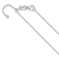 Sterling Silver Polished 1.15mm Cable Chain Adjustable Up to Necklace, 24" view 1