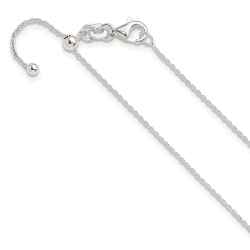 Sterling Silver Polished 1.15mm Cable Chain Adjustable Up to Necklace, 24"