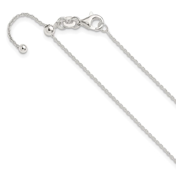 Sterling Silver Polished 1.15mm Cable Adjustable Necklace