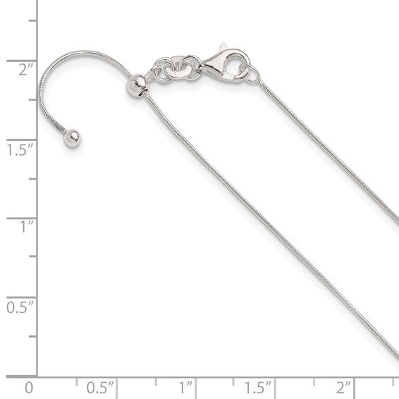 Sterling Silver Polished .75mm Snake Adjustable Necklace