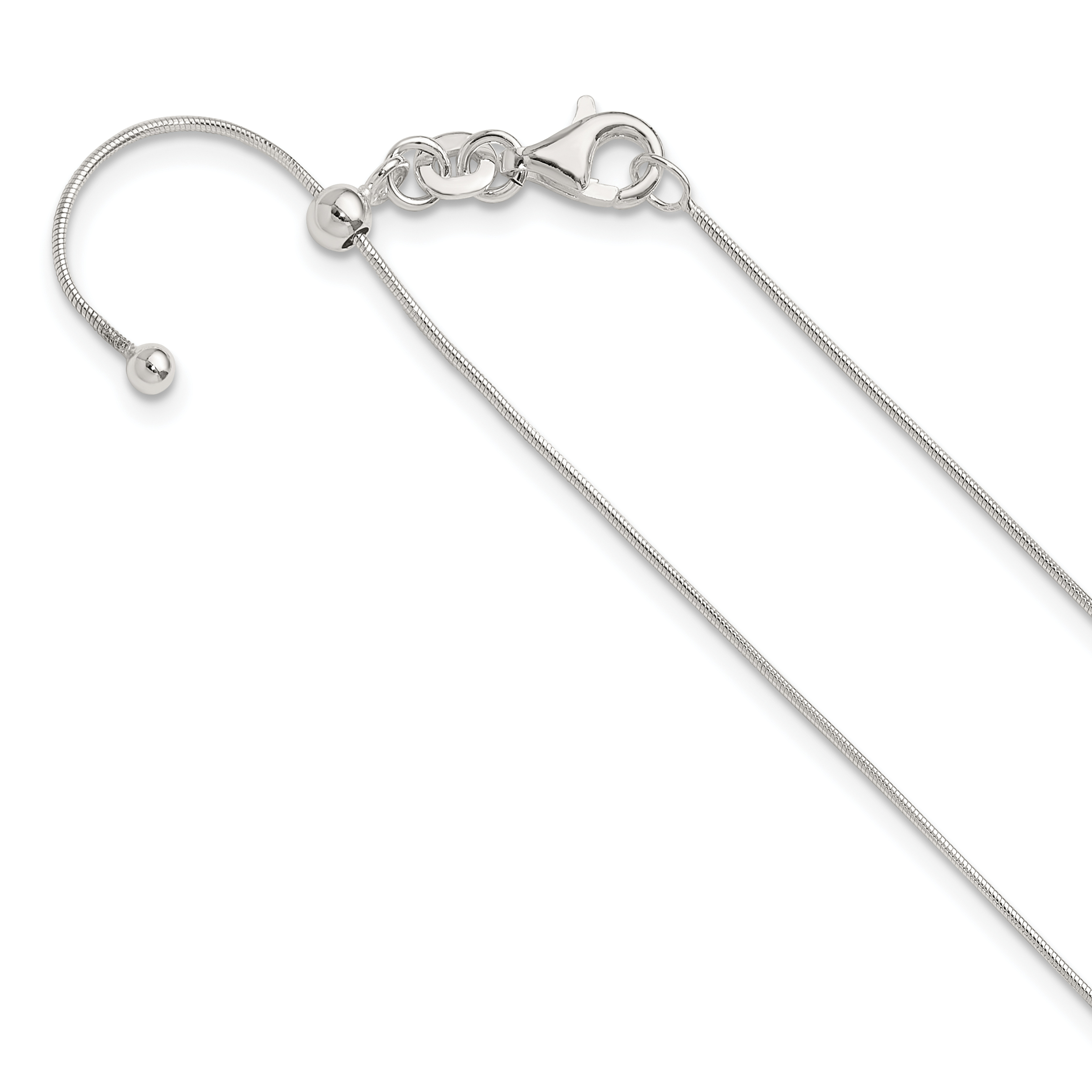 Sterling Silver Polished Adjustable Necklace (QG5354-24)