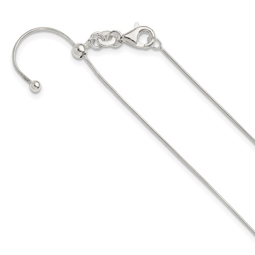Sterling Silver Polished.75mm Snake Chain Adjustable Up to Necklace, 24"