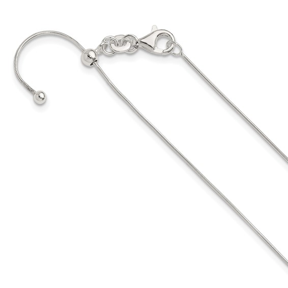 Sterling Silver Polished .75mm Snake Adjustable Necklace