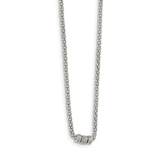 Sterling Silver White Sapphire Bead Necklace