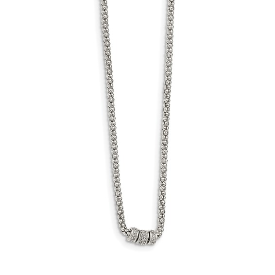 Sterling Silver White Sapphire Bead Necklace
