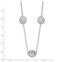 Sterling Silver Rhodium-plated D C Mesh Bead Necklace with Ext., 2" view 2