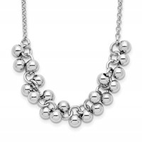 Sterling Silver Rhodium-plated Dangling Beads Necklace view 1