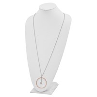 Sterling Silver Rhodium-plated Rose Gold-plated D C Ext Circle Neckla, 1.5" view 2