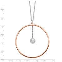 Sterling Silver Rhodium-plated Rose Gold-plated D C Ext Circle Neckla, 1.5" view 3