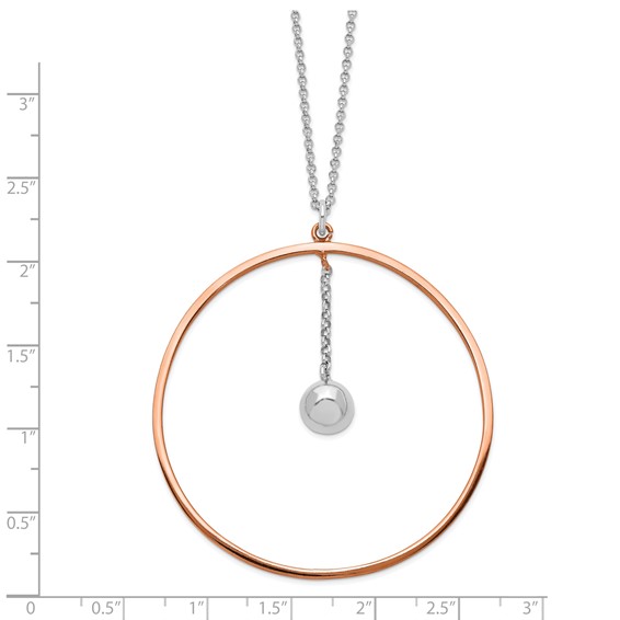 Sterling Silver Rhodium-plated Rose gold-plated D/C 1.5in ext Circle Neckla