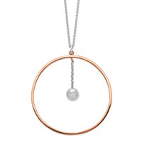 Sterling Silver Rhodium-plated Rose Gold-plated D C Ext Circle Neckla, 1.5" view 1