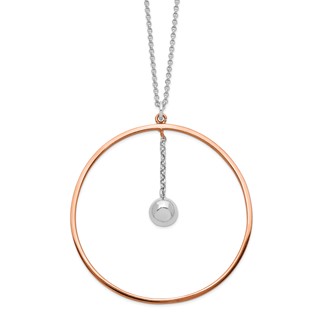Sterling Silver Rhodium-plated Rose gold-plated D/C 1.5in ext Circle Neckla