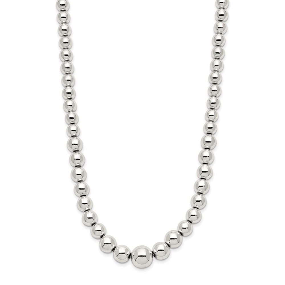 Sterling Silver Polished Beaded Necklace (QG5386-18)