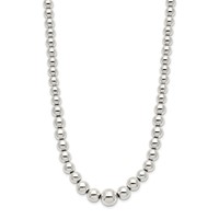 Sterling Silver Polished Graduated Beads Necklace, 18" view 2