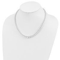 Sterling Silver Polished Graduated Beads Necklace, 18" view 4