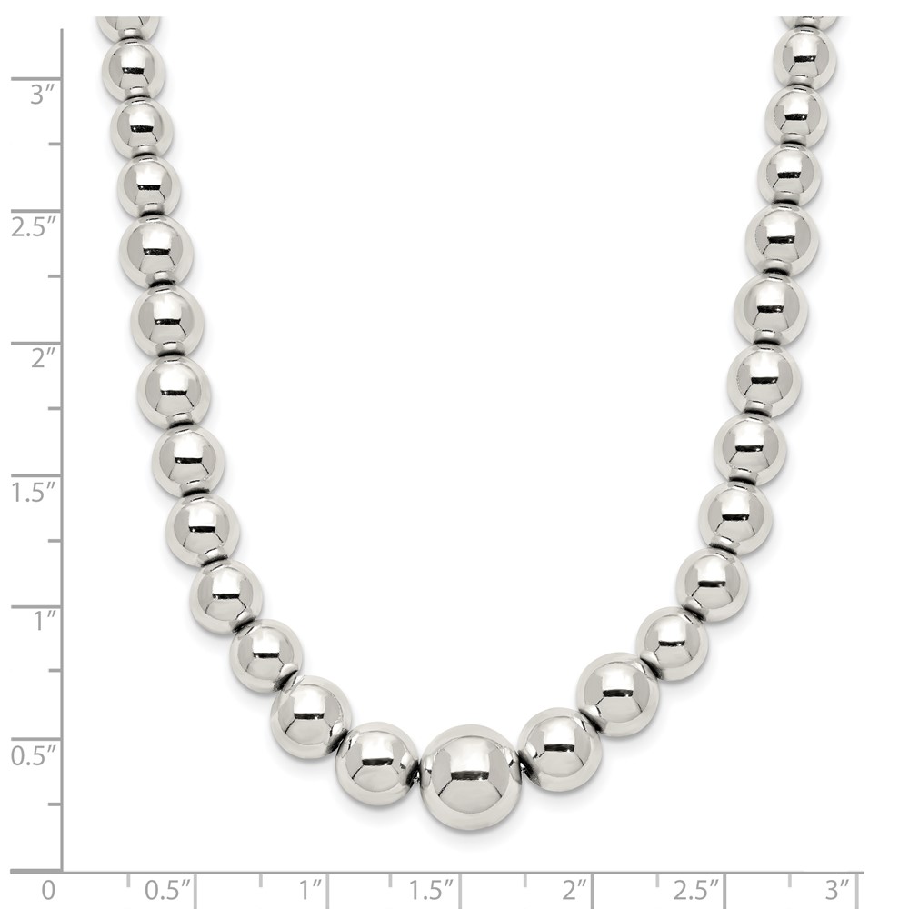 Sterling Silver Polished Beaded Necklace (QG5386-18)