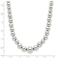 Sterling Silver Polished Graduated Beads Necklace, 18" view 3